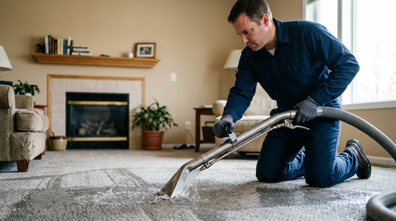 Water damage restoration technician working near Mount Carmel, TN